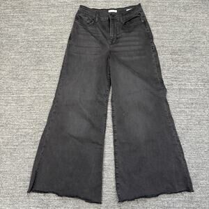 Frame Denim Le Palazzo Crop Wide Leg Jean Women 28 Black Denim Stretch High Rise